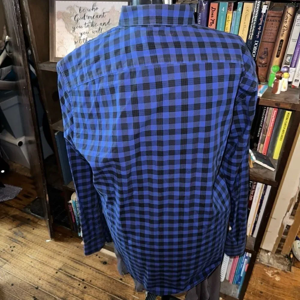 Banana Republic blue checked slim fit L business casual shirt